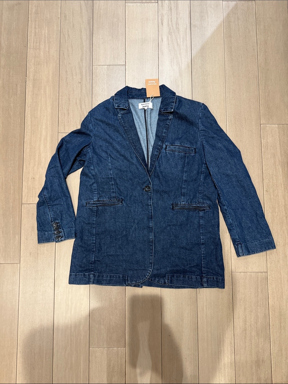 Reformation Elsa Relaxed Denim Blazer Owen’s - Dark Blue